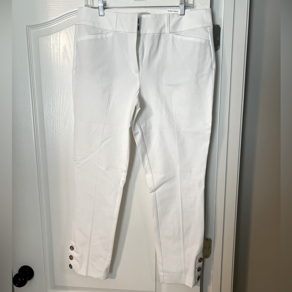 LOFT mod-rise white skinny cropped ankle pants